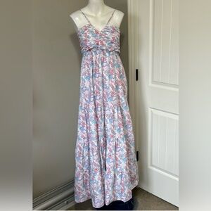 NWT Anthropologie Cotton Floral Halter Belle Maxi Dress Pink Blue White Medium